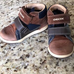 Geox Kids' Leather Brown and Blue Shoes Boy Size 8.5